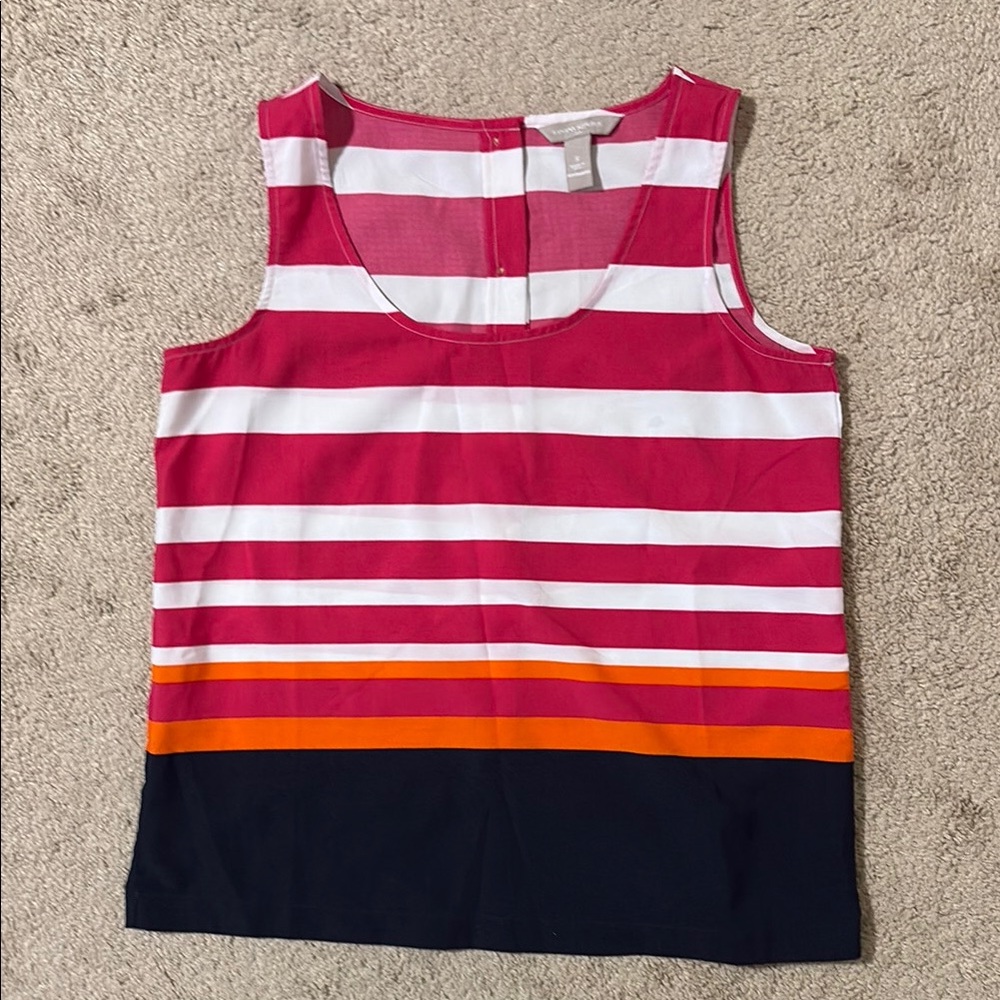Banana Republic Pink and White Sleeveless Boxy Tank Top